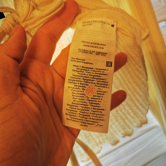 Off White Cream Ribbed Tie-Front Cardigan - Picture 5 of 11